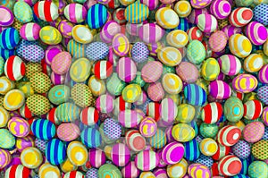 Colored Easter Eggs background, 3D rendering