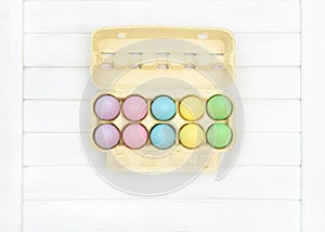 Colored Easter eggs decoration egg box