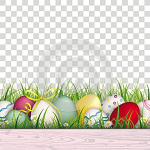 Colored Easter Eggs Grass Transparent Background