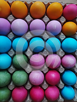 Colored Easter eggs. holiday of the resurrection of Christ. multi-colored eggs. Spring