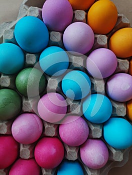 Colored Easter eggs. holiday of the resurrection of Christ. multi-colored eggs. Spring