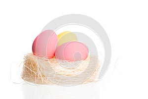 Colored easter eggs isolated on white