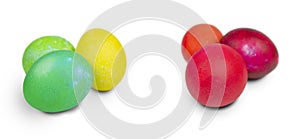 Colored Easter eggs isolated on a white background. Clipping path