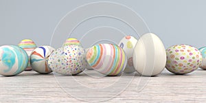 Colored Easter Eggs Wooden Table