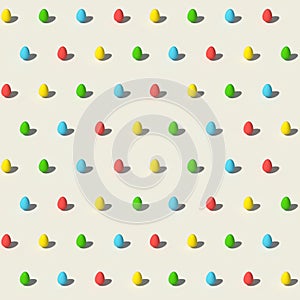 Colored eggs on the black background for Easter. Seamless pattern. 3d illustration