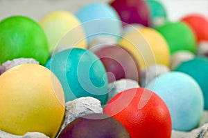 Colored Eggs in Carton