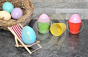 Colored eggs holiday scenery