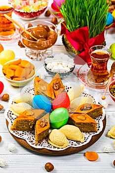 Colored eggs, wheat springs and sweet pastry for Novruz Holiday in Azerbaijan