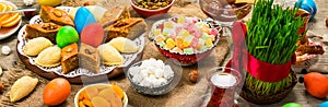 Colored eggs, wheat springs and sweet pastry for Nowruz Holiday in Azerbaijan