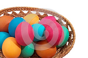 Colored eggs on a white background