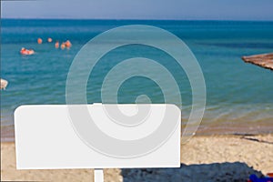 Colored empty wooden sign, board for beach advice