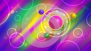 Colored energetic bright abstract background with molecules