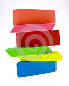 Colored erasers stacked