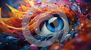 colored eye on abstract colorful background, graphick designed eye on colored background, eye wallpaper