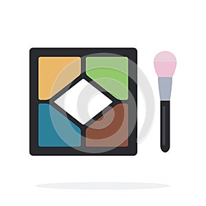Colored eye shadow compact vector flat material design isolated object on white background.