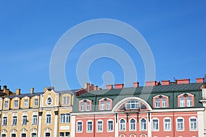 Colored facades.