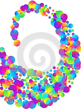 Colored falling confetti decoration vector illustration. Rainbow round elements birthday decor.