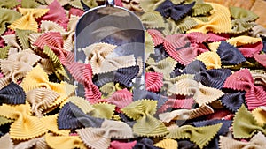 Colored Farfalle Pasta bow tie pasta background