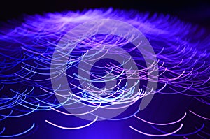 Colored fiber optic abstract background on black.