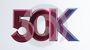 colored fifty thousand 50K isolated on white background, 50k or 50000 followers thank you