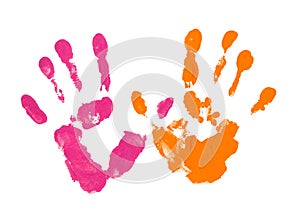 Colored fingers on the white