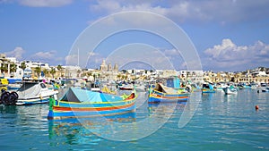 colored fishing boats, Marsaxlokk harbour, Malta