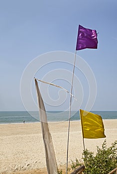 Colored flags breeze and beachcomber