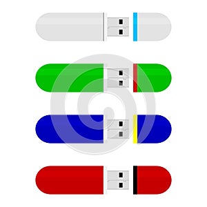 Colored flash drive stick collection vector
