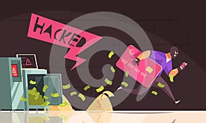 Hacker Runs Away Composition