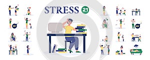 Colored Flat Stress Icon Set