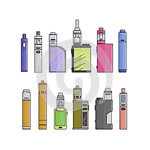 Colored flat vaping device. Part of big set.