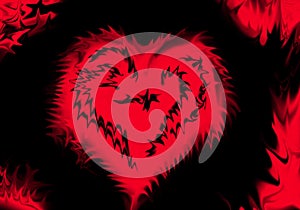 Colored fluidized effect background: heart barbed in flames