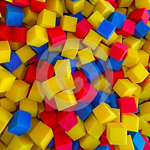 Colored foam rubber cubes background