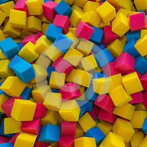 Colored foam rubber cubes background