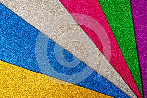 Colored foamiran sheets with sparkles. Multicolored set
