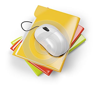 Colored folders and computer mouse