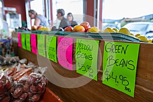 Colored food market pricing signboards