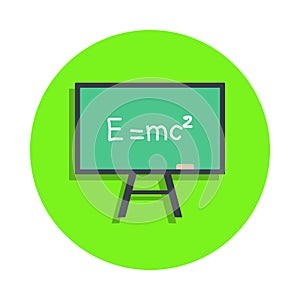 colored formula on the board in green badge icon. Element of science and laboratory for mobile concept and web apps. Detailed form
