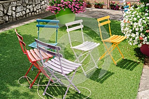 Colored garden chairs