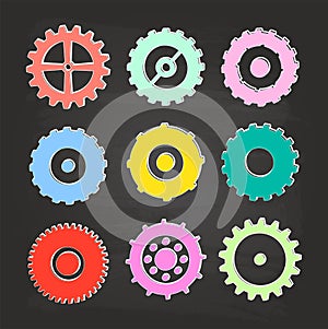 Colored Gear Icons Set