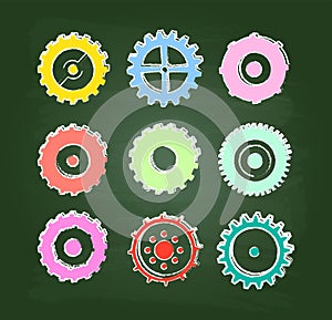 Colored Gear Icons Set