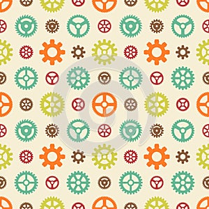 Colored gears seamless pattern
