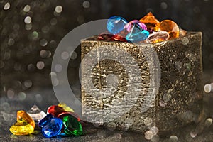 Colored gems in cube box