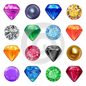 Colored gems game interface set