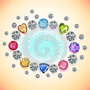 Colored gems oval frame