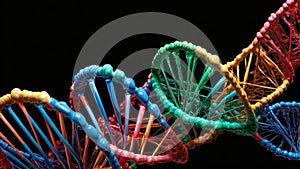 Colored Genetic Code DNA Molecule Structure. Generative AI