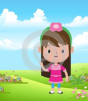 Colored of a girl in a garden field