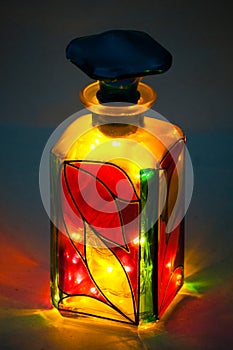 Colored glass bottle