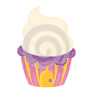 Colored glazed cupcake Dessert icon Vector