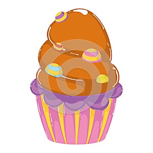 Colored glazed cupcake Dessert icon Vector